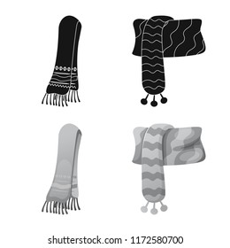 Vector design of scarf and shawl icon. Collection of scarf and accessory stock vector illustration.