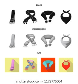Vector design of scarf and shawl icon. Collection of scarf and accessory stock symbol for web.