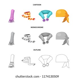 Vector design of scarf and shawl icon. Collection of scarf and accessory vector icon for stock.