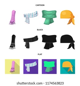Vector design of scarf and shawl icon. Set of scarf and accessory stock vector illustration.