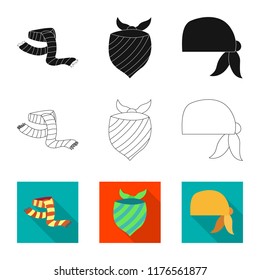 Vector design of scarf and shawl icon. Collection of scarf and accessory stock symbol for web.