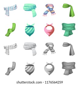 Vector design of scarf and shawl icon. Collection of scarf and accessory stock vector illustration.