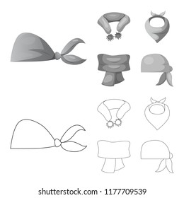 Vector design of scarf and shawl icon. Collection of scarf and accessory stock vector illustration.