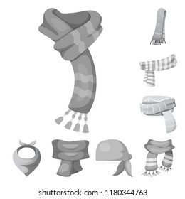 Vector design of scarf and shawl icon. Collection of scarf and accessory vector icon for stock.