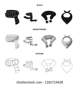 Vector design of scarf and shawl icon. Collection of scarf and accessory stock symbol for web.