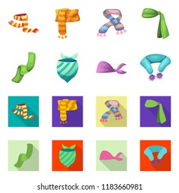Vector design of scarf and shawl icon. Collection of scarf and accessory stock symbol for web.