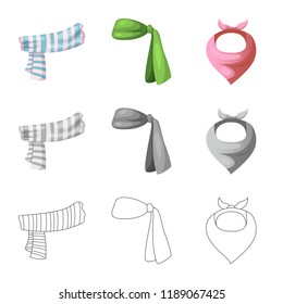 Vector design of scarf and shawl icon. Collection of scarf and accessory stock vector illustration.