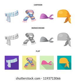 Vector design of scarf and shawl icon. Collection of scarf and accessory vector icon for stock.