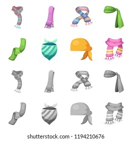 Vector design of scarf and shawl icon. Set of scarf and accessory stock vector illustration.