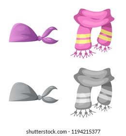 Vector design of scarf and shawl icon. Set of scarf and accessory vector icon for stock.