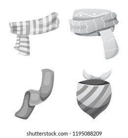 Vector design of scarf and shawl icon. Set of scarf and accessory stock vector illustration.