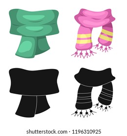 Vector design of scarf and shawl icon. Set of scarf and accessory stock vector illustration.