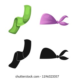 Vector design of scarf and shawl icon. Set of scarf and accessory stock symbol for web.