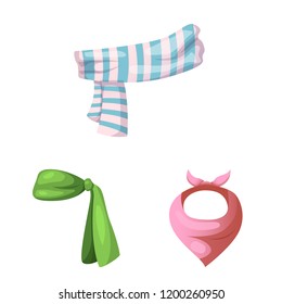 Vector design of scarf and shawl icon. Set of scarf and accessory vector icon for stock.