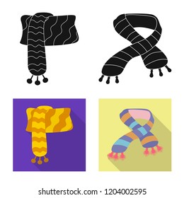 Vector design of scarf and shawl icon. Collection of scarf and accessory stock symbol for web.