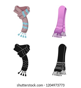 Vector design of scarf and shawl icon. Collection of scarf and accessory vector icon for stock.