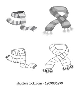 Vector design of scarf and shawl icon. Set of scarf and accessory stock vector illustration.