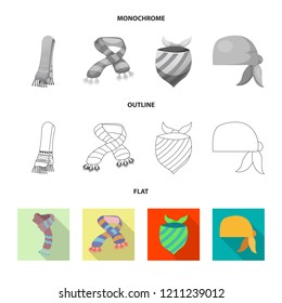 Vector design of scarf and shawl icon. Collection of scarf and accessory stock vector illustration.