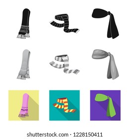 Vector design of scarf and shawl icon. Set of scarf and accessory vector icon for stock.