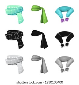Vector design of scarf and shawl icon. Collection of scarf and accessory stock symbol for web.