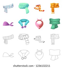 Vector design of scarf and shawl icon. Set of scarf and accessory stock vector illustration.