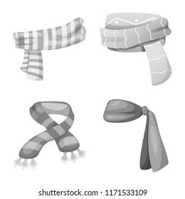 Vector design of scarf and shawl logo. Collection of scarf and accessory vector icon for stock.