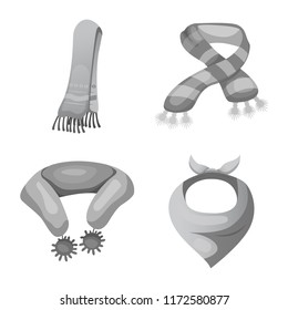Vector design of scarf and shawl logo. Collection of scarf and accessory stock vector illustration.