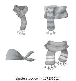 Vector design of scarf and shawl logo. Collection of scarf and accessory stock symbol for web.