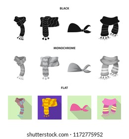 Vector design of scarf and shawl logo. Collection of scarf and accessory stock symbol for web.