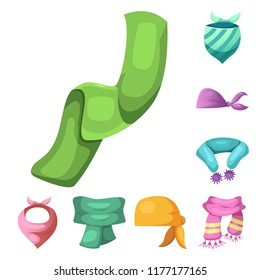 Vector design of scarf and shawl logo. Collection of scarf and accessory stock vector illustration.