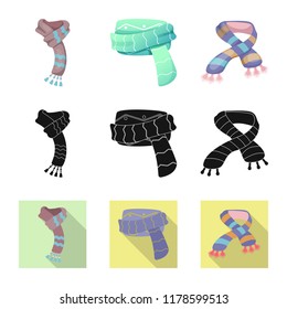 Vector design of scarf and shawl logo. Collection of scarf and accessory stock vector illustration.