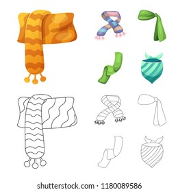 Vector design of scarf and shawl logo. Collection of scarf and accessory vector icon for stock.