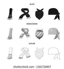 Vector design of scarf and shawl logo. Set of scarf and accessory stock vector illustration.
