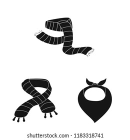 Vector design of scarf and shawl logo. Set of scarf and accessory stock symbol for web.