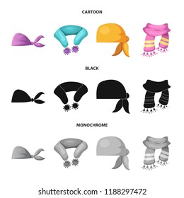 Vector design of scarf and shawl logo. Set of scarf and accessory vector icon for stock.