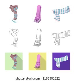 Vector design of scarf and shawl logo. Set of scarf and accessory vector icon for stock.