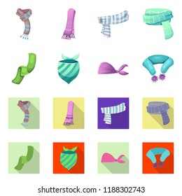 Vector design of scarf and shawl logo. Collection of scarf and accessory stock vector illustration.