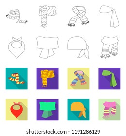 Vector design of scarf and shawl logo. Collection of scarf and accessory stock symbol for web.
