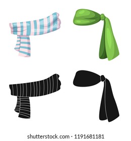Vector design of scarf and shawl logo. Set of scarf and accessory stock vector illustration.