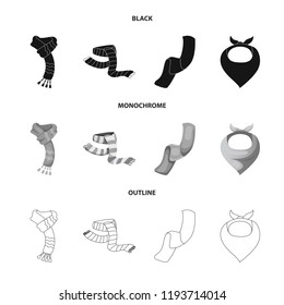 Vector design of scarf and shawl logo. Set of scarf and accessory stock symbol for web.