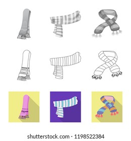 Vector design of scarf and shawl logo. Set of scarf and accessory stock vector illustration.
