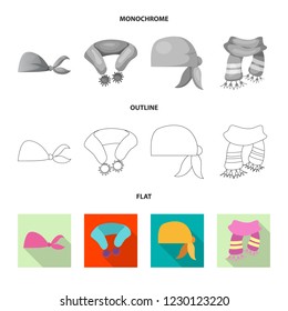 Vector design of scarf and shawl logo. Collection of scarf and accessory stock vector illustration.