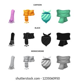 Vector design of scarf and shawl logo. Collection of scarf and accessory stock vector illustration.