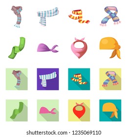 Vector design of scarf and shawl logo. Collection of scarf and accessory stock vector illustration.