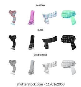 Vector design of scarf and shawl sign. Collection of scarf and accessory stock symbol for web.