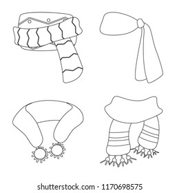 Vector design of scarf and shawl sign. Set of scarf and accessory stock symbol for web.