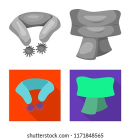 Vector design of scarf and shawl sign. Collection of scarf and accessory stock vector illustration.