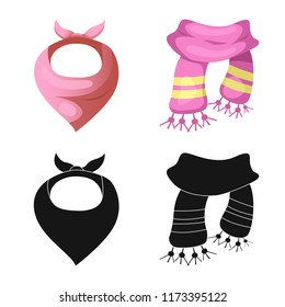Vector design of scarf and shawl sign. Collection of scarf and accessory stock vector illustration.