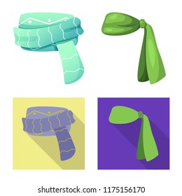 Vector design of scarf and shawl sign. Set of scarf and accessory stock symbol for web.
