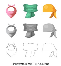 Vector design of scarf and shawl sign. Set of scarf and accessory vector icon for stock.